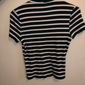 green black and white striped t-shirt